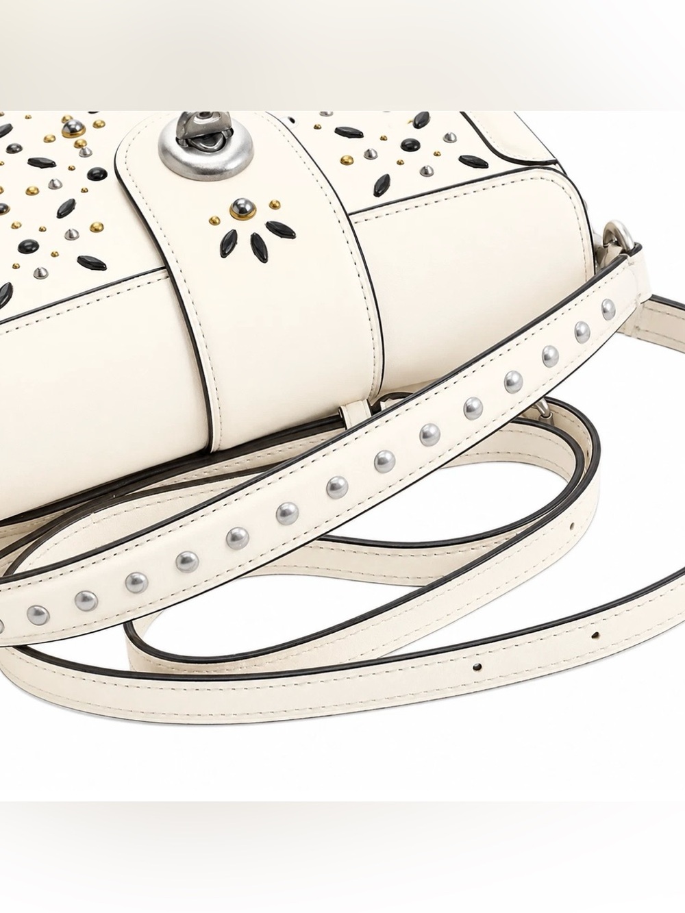 Coach Page Chalk Cream Prairie Rivets Crossbody Satchel Purse 8.5' x 7" x 3" - Picture 8 of 13